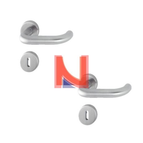 Coppia maniglie Parigi E138Z 42k/42ks Hoppe in acciaio inox con bocchette tonde patent d.52 mm (f69)