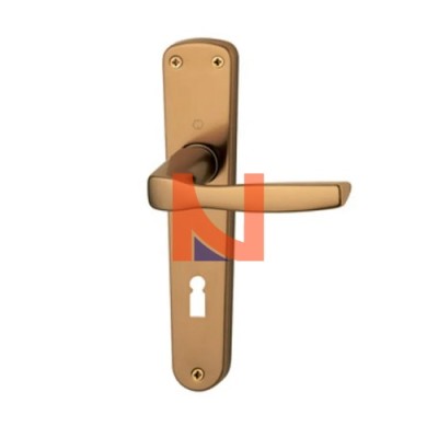 MANIGLIA PER PORTA INTERNA INTERASSE 90 CON PLACCA LUNGA FINITURA BRONZO