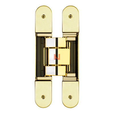 Cerniera invisibile in zama e leve in alluminio a 3 regolazioni – portata 120 kg. Oro Lucido
