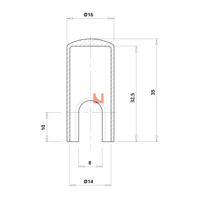Cappuccio in nylon per 055 e 057 Ø14 Nylon Bianco (RAL 9010)