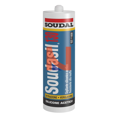 Silicone acetico professionale vetrazione ed edilizia Soudasil 130 bianco 310ml
