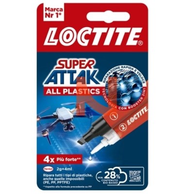 LOCTITE SUPER ATTAK PER TUTTI I TIPI DI PLASTICA 2 GRAMMI+4ML