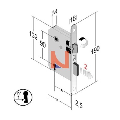 SERRATURA BONAITI CROMO SATINATO 240 PATENT