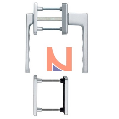 MANIGLIA DK TOULON CON ROSETTA E BOCCHETTA FORO YALE IN ALLUMINIO PER PORTE BALCONE