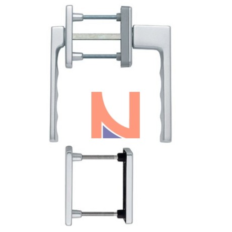 MANIGLIA DK TOULON CON ROSETTA E BOCCHETTA FORO YALE IN ALLUMINIO PER PORTE BALCONE