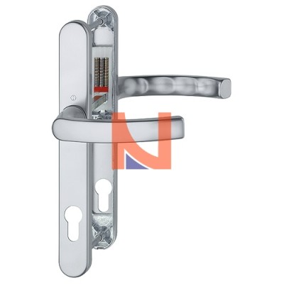 MANIGLIA LIEGE CON PLACCA STRETTA INTERASSE 92 FORO YALE ARGENTO