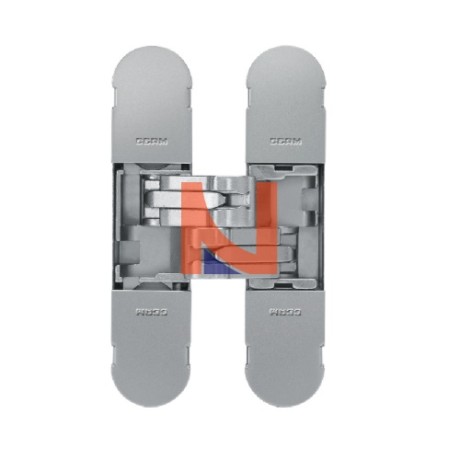 CERNIERA INVISIBILE A SCOMPARSA PER PORTE, REGOLABILE 3D, 100X22 MM, PORTATA 25-38 KG, FINITURA ARGENTO