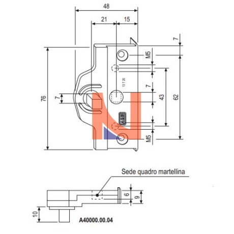 DEVIATORE PER COPRIGIUNTO CENTRALE GR4 BATTUTA 20 MM