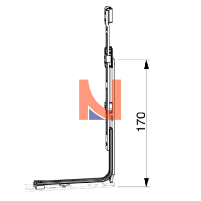 Movimento angolare per arco prolungabile verticalmente in finitura argento