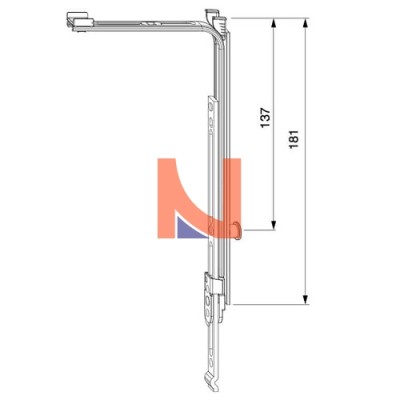 MOVIMENTO ANGOLARE PROLUNGABILE VERTICALMENTE CON 1 FUNGO, ALTEZZA 181 MM, FINITURA ARGENTO
