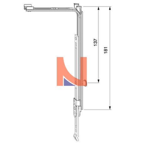MOVIMENTO ANGOLARE PROLUNGABILE VERTICALMENTE CON 1 FUNGO, ALTEZZA 181 MM, FINITURA ARGENTO