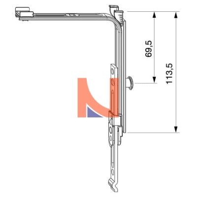MOVIMENTO ANGOLARE PROLUNGABILE VERTICALMENTE CON 1 FUNGO, ALTEZZA 113,5 MM, FINITURA ARGENTO