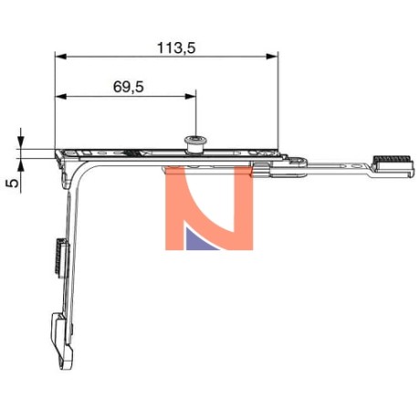 MOVIMENTO ANGOLARE CORTO CON 1 FUNGO 113,5X5 MM ARGENTO