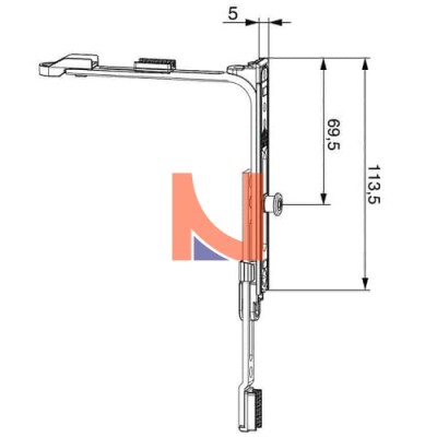MOVIMENTO ANGOLARE CORTO CON 1 FUNGO 113,5X5 MM ARGENTO