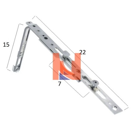Chiusura angolare con 1 fungo in finitura argento