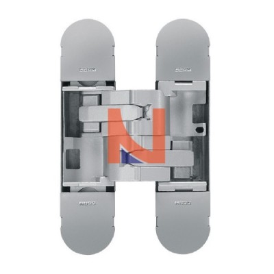 CERNIERA INVISIBILE A SCOMPARSA PER PORTE, REGOLABILE 3D, 130X30 MM, PORTATA 55-70 KG, FINITURA ARGENTO