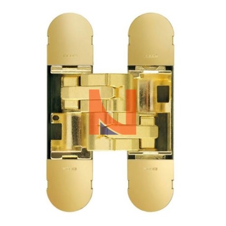 CERNIERA INVISIBILE A SCOMPARSA PER PORTE, REGOLABILE 3D, 130X30 MM, PORTATA 55-70 KG, FINITURA OTTONATO