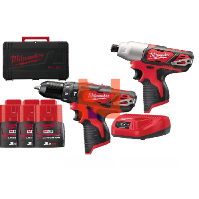 KIT 12V TRAPANO AVVITATORE CON PERCUSSIONE E AVVITATORE AD IMPULSI