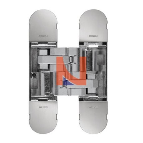 CERNIERA INVISIBILE A SCOMPARSA PER PORTE, REGOLABILE 3D, 130X30 MM, PORTATA 55-70 KG, FINITURA NICHELATO