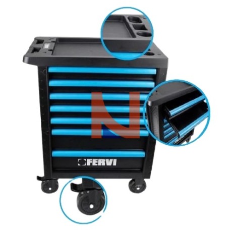 CARRELLO 7 CASSETTI COMPLETO DI 298 UTENSILI