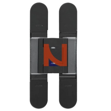 CERNIERA INVISIBILE A SCOMPARSA PER PORTE, REGOLABILE 3D, 128X22 MM, PORTATA 50-65 KG, FINITURA NERO OPACO