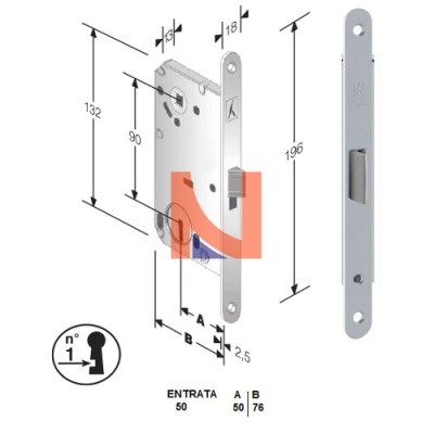 Serratura meccanica B-Split mod.P60 colore Cromo Lucido -patent- art. 48P60150CE