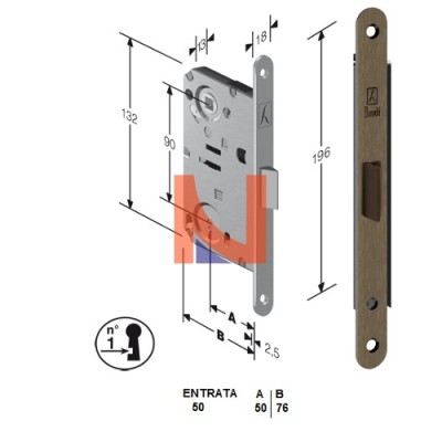 Serratura meccanica B-Bitter mod.T60 colore Bronzo -patent-  art. 48T60150ME