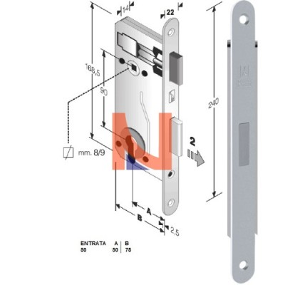 Serratura magnetica B-Evo mod.E90 colore Cromo Lucido -cilindro-  art. 48E90350CE