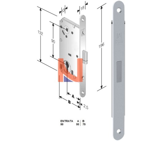 Serratura magnetica B-Smart mod.D69 colore Cromo Lucido -cilindro-  art. 48D69050CE