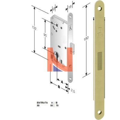 Serratura magnetica B-Smart mod.D68 colore Ottone Lucido -cilindro