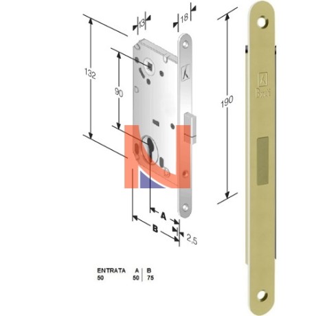 Serratura magnetica B-Smart mod.D68 colore Ottone Lucido -cilindro