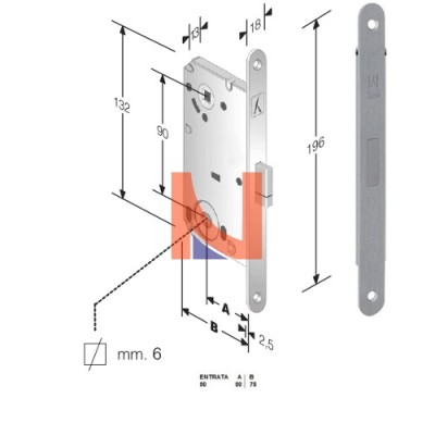 Serratura magnetica B-Smart mod.D66 colore Cromo Satinato -bagno-  art. 48D6605083