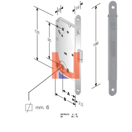 Serratura magnetica B-Smart mod.D66 colore Cromo Satinato -bagno-  art. 48D6605083