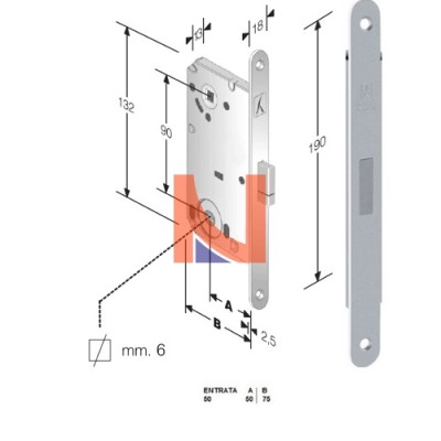 Serratura magnetica B-Smart mod.D61 colore Cromo Lucido -bagno-  art. 48D61050CE