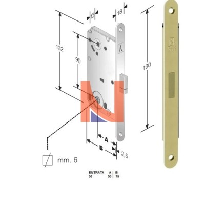 Serratura magnetica B-Smart mod.D61 colore Ottone Lucido -bagno-  art. 48D610501E