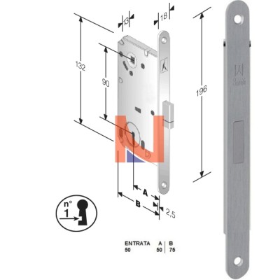 Serratura magnetica B-Smart mod.D65 colore Cromo Satinato -patent-  art. 48D651508E