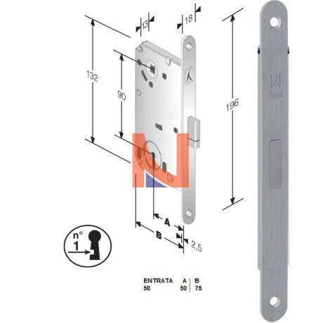 Serratura magnetica B-Smart mod.D65 colore Cromo Satinato -patent-  art. 48D651508E