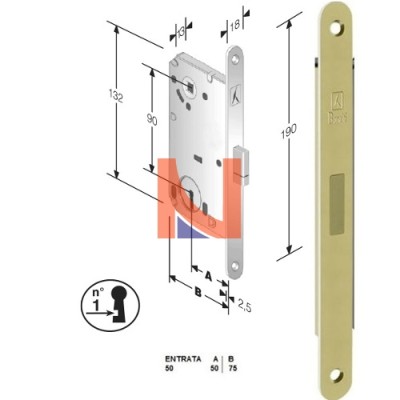 Serratura magnetica B-Smart mod.D60 colore Ottone Lucido -patent-  art. 48D601501E
