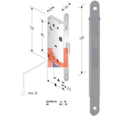 Serratura magnetica B-forty mod.N67 colore Cromo Satinato.  art. 48N670508E