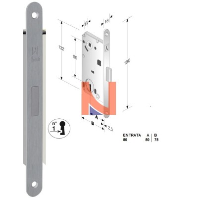 Serratura magnetica B-forty mod.N60 colore Cromo Satinato  art. 48N601508E
