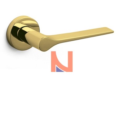 Maniglia per porta Lama con rosetta patent superoro lucido Olivari M107RB8