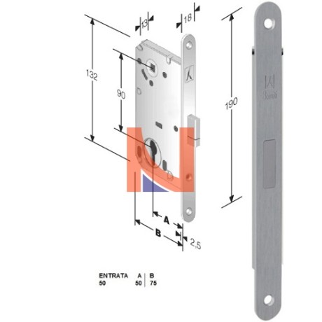 Serratura magnetica B-Smart mod.D68 colore Cromo Opaco -cilindro-