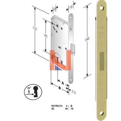 Serratura magnetica B-Smart mod.D65 colore Ottone Lucido -patent-