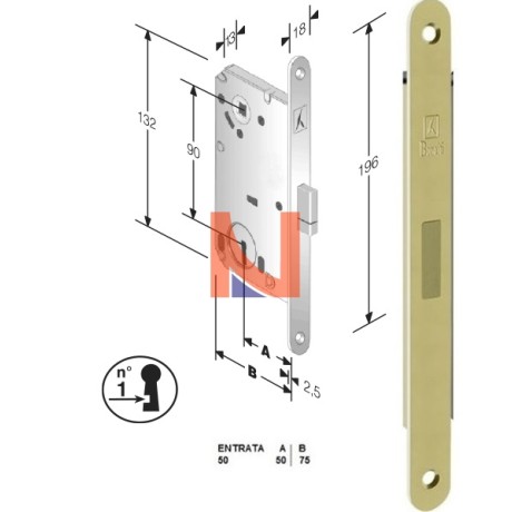 Serratura magnetica B-Smart mod.D65 colore Ottone Lucido -patent-