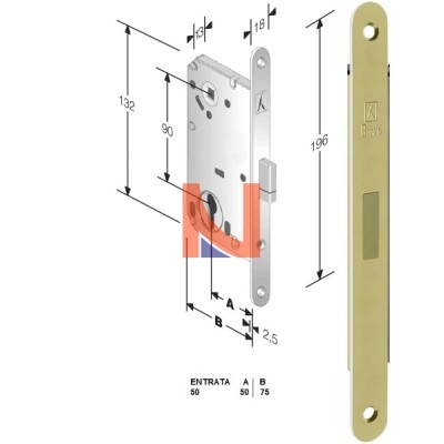 Serratura magnetica B-Smart mod.D69 colore Ottone Lucido -cilindro-