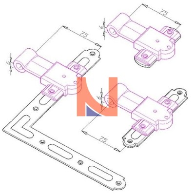 CERNIERA APPLICARE REGOLABILE MOD. 4050 I 75MM PER BANDELLA M2