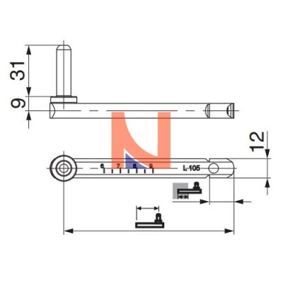 CARDINE MONOBLOCCO DIRITTO MAICO L 165 MM