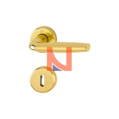 Maniglia per porta Milos con bocchetta tonda Oro Lucido