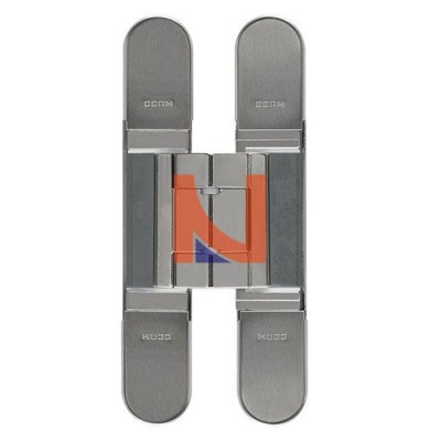 CERNIERA INVISIBILE A SCOMPARSA PER PORTE, REGOLABILE 3D, 128X22 MM, PORTATA 50-65 KG, FINITURA NICHELATO