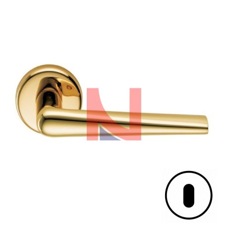 Maniglia per porta Robotre oro lucido rosetta tondo foro patent